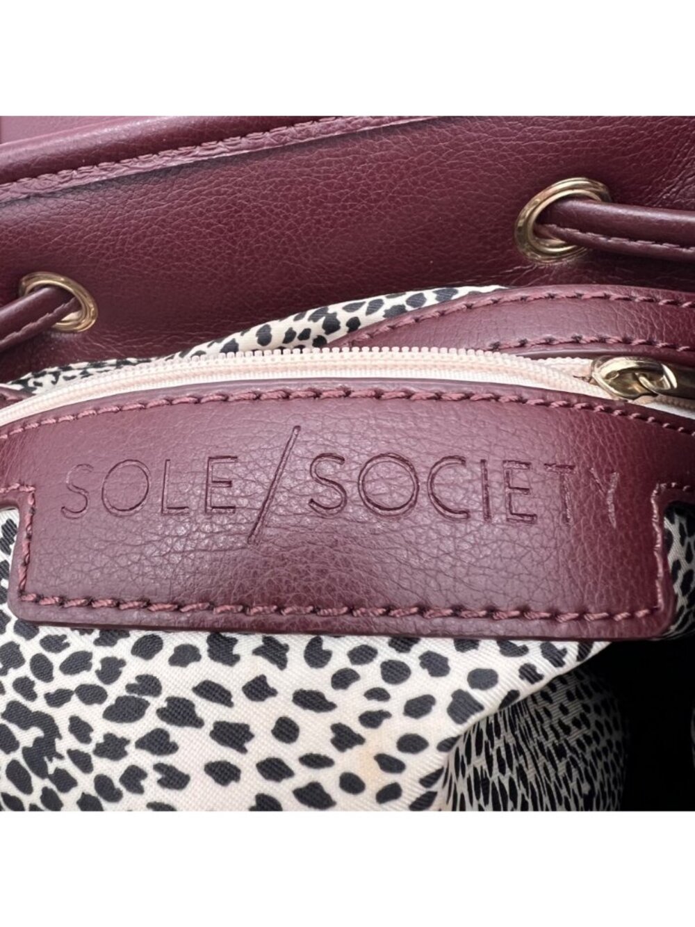 Sole Society Burgundy Faux Leather Backpack With Adjustable Straps & Gold-Tone - Picture 2 of 16